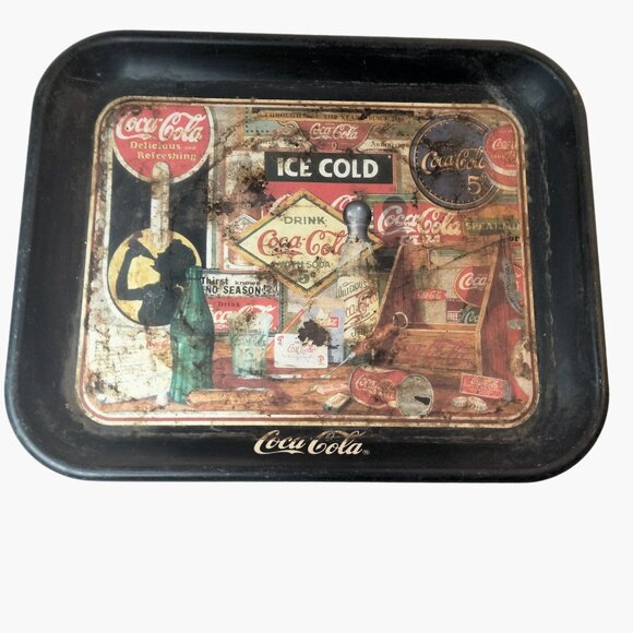 Coca Cola Tray Through The Years Limited Edition 1990 Sandra Porter Shabby Rusty - Picture 1 of 9